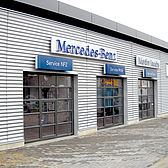 Aluminiumfassade der Mercedes Benz Werkstatthalle in Hilden von Schreiber Stahlbau