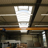 Produktionshalle mit Kranbahn für die Firma TML erstellt von Schreiber Stahlbau