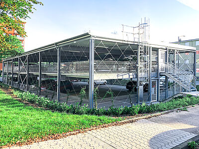 Anwohner-Parkhaus Eicker Wiesen Moers Schreiber Stahlbau 2 Geschosse