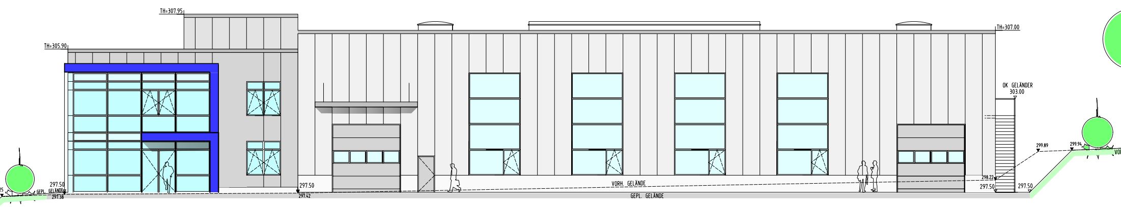 Neubau einer Gewerbehalle mit Bürotrakt für Brehmer Mechatronics